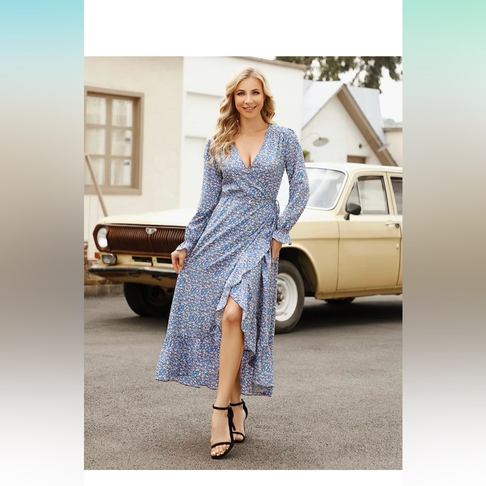 Beautiful spring wrap dress. Sized medium. Great for weddings or Easter events.